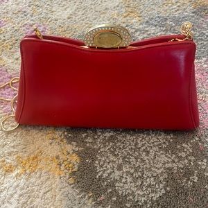 Valentino Orlandi Red Clutch with Gold Details